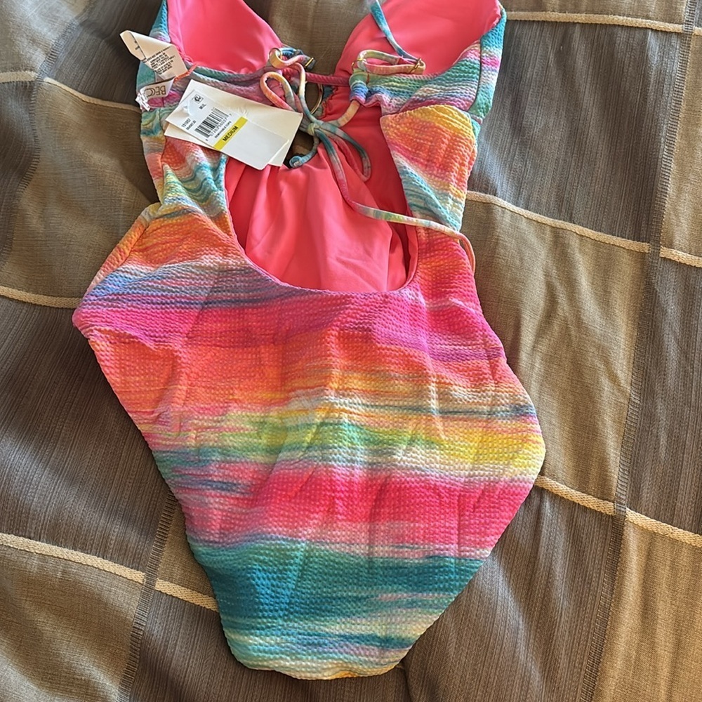 BECCA Women's Verano One Piece Swimsuit, Plunge Neck, Bathing Suits Medium - Picture 10 of 12